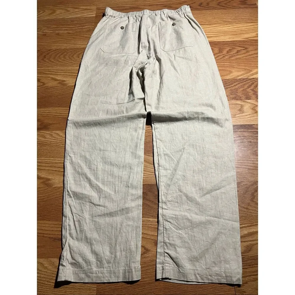Cubavera Men’s Linen Blend Comfort Lounge Pants Medium Elastic Drawstring